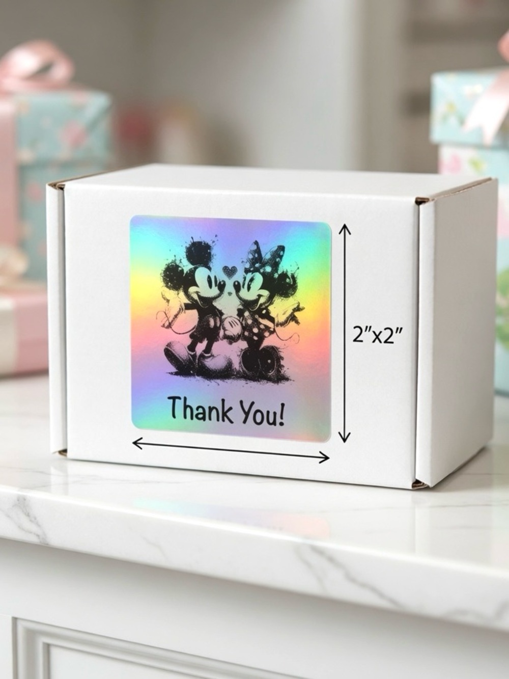 Mickey & Minnie Mouse Thank You Stickers 2”x2”-100ct. New - Picture 2 of 2